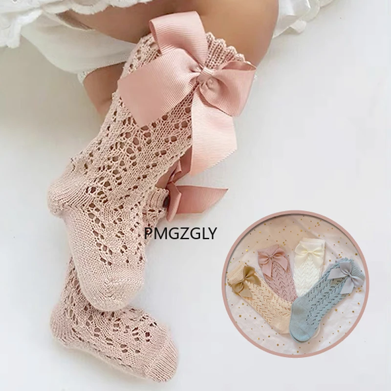 

Children Girls Bow Knee High Fishnet Socks.Royal Style Baby Toddler Bowknot In Tube Socks.Kid Hollow Out Sock 0-3 Y stockings