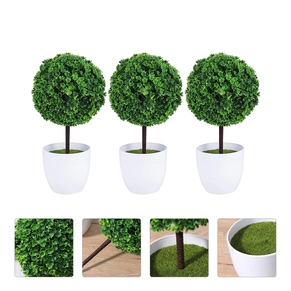 

3Pcs Artificial Plant Safe Fine Nice Decor Artificial Bonsai Desktop Ornament