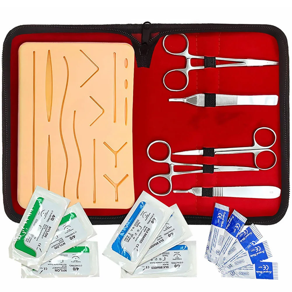 

Tweezer Kit Biological Anatomy Tool Suturing Skill Trainer Suture Training Prop Tools Suite Silicone Pad Natural Wounds Student