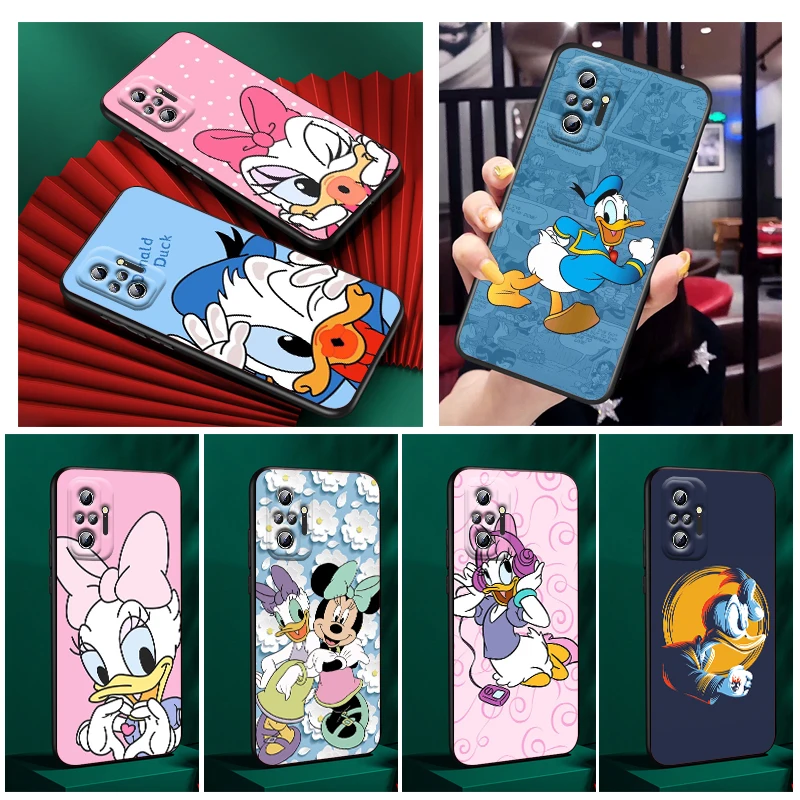

Phone Case For Xiaomi Redmi Note 11E 11S 11 11T 10 10S 9 9T 9S 8 8T Pro Plus 5G Shell Cute Cartoon Donald Duck Black Cover