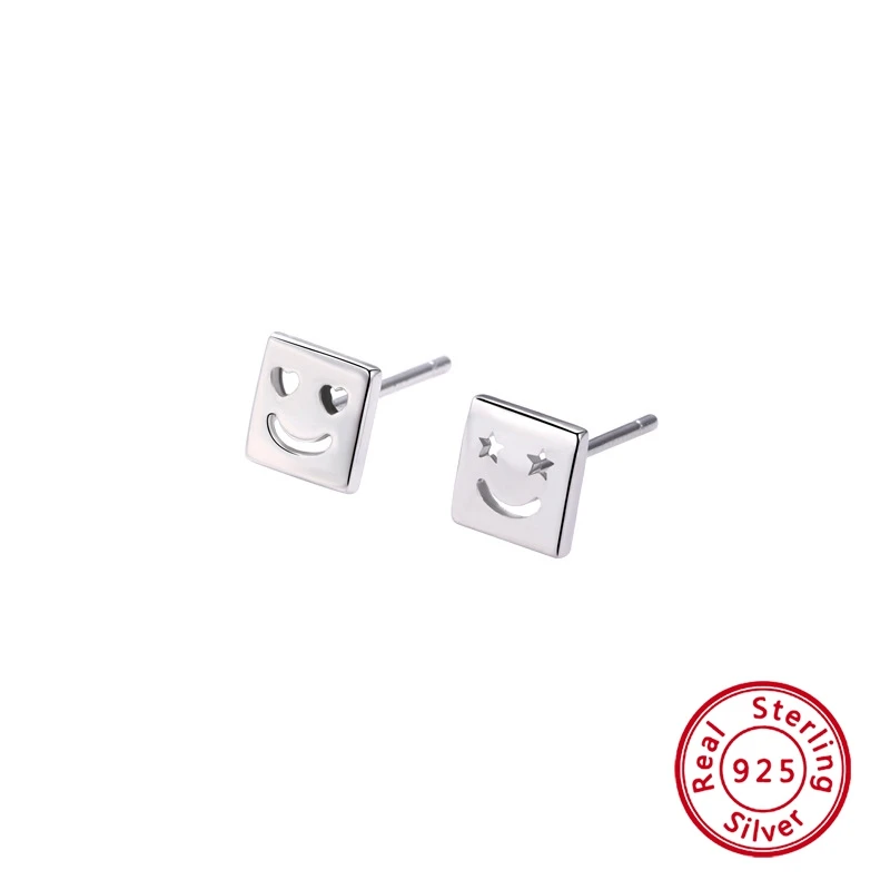 

1 Pair Fashion Cute Cartoon Face Charm Women 925 Sterling Silver Earrings Fine Jewelry for Girls Luxury Ear Studs