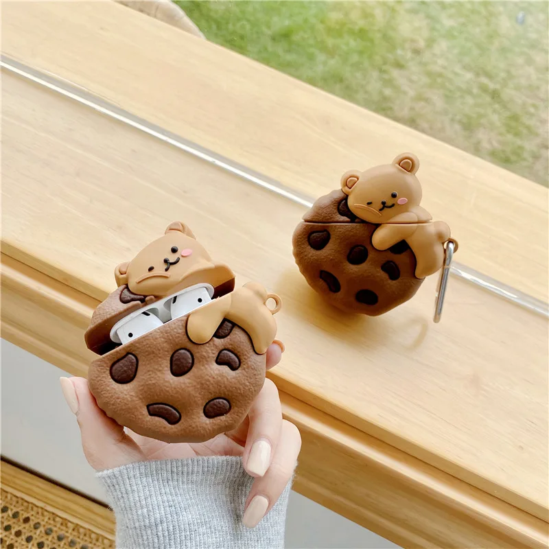 

INS Cute Cartoon Cookies Bear Soft Silicone Cover For AirPods 1/2 Wireless Bluetooth Earphone Case For AirPods Pro 3 Cover