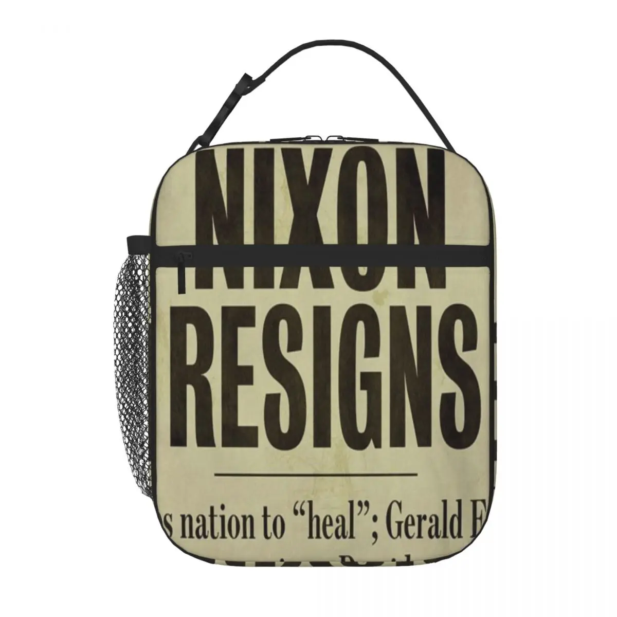 

Nixon Resigns газета Headline Mindy Sommers ланч-тоут, контейнер для обедов мешок обеда ребенка