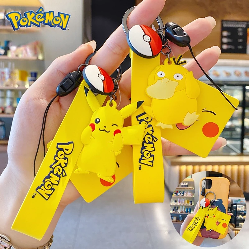 

Pokemon Figures Action Pikachu Psyduck Squirtle Keychain Pokémon Kawaii Cartoon Anime Figures Car Keychain Pendant Kids Gift