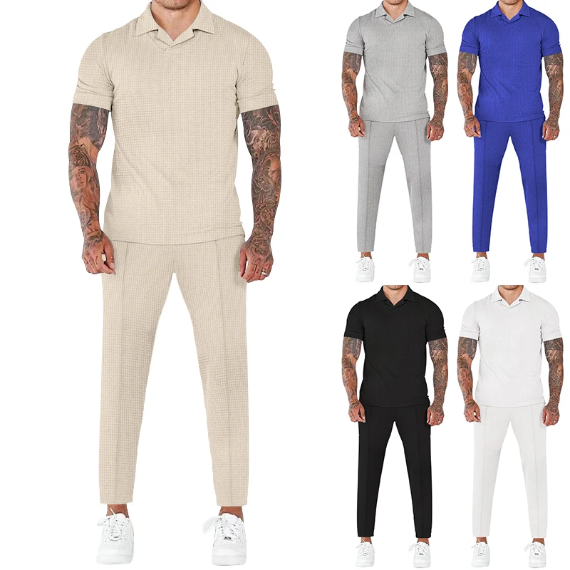

2023 New Youth Casual Round Neck Printed Short Sleeve + Sports Straight Trousers High Quality Suit