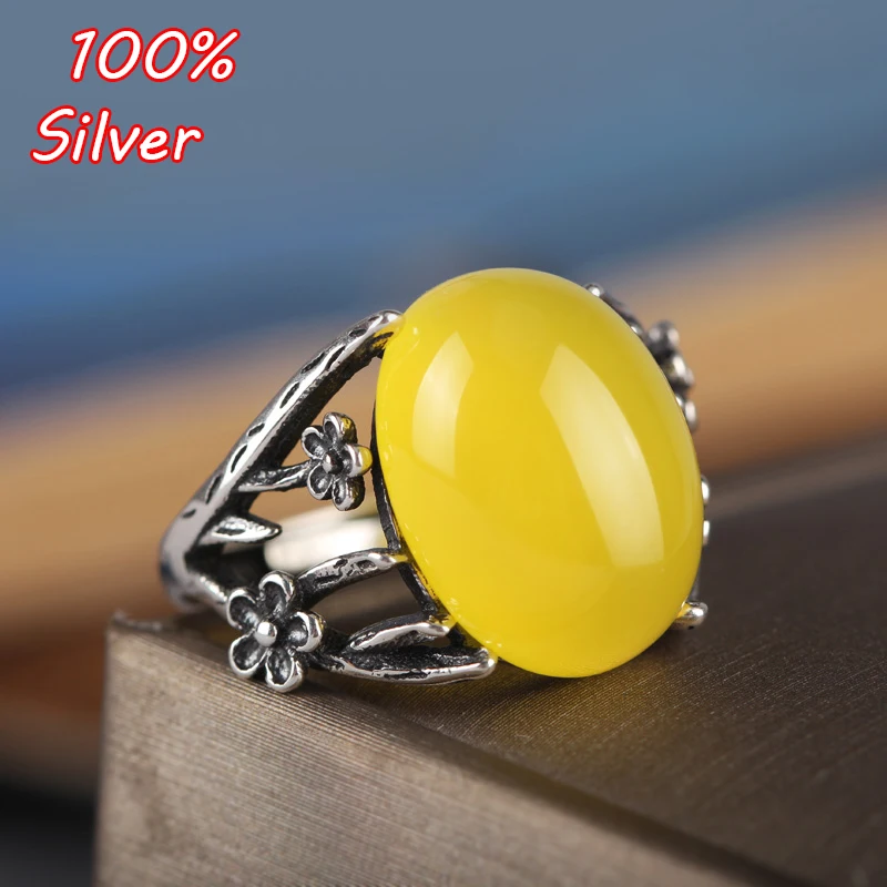 

925 Sterling Silver Color Flower Rings Setting With 12*15MMCabochon Base for Women Handmade Jewelry Setting Ring Blank Nice Gift