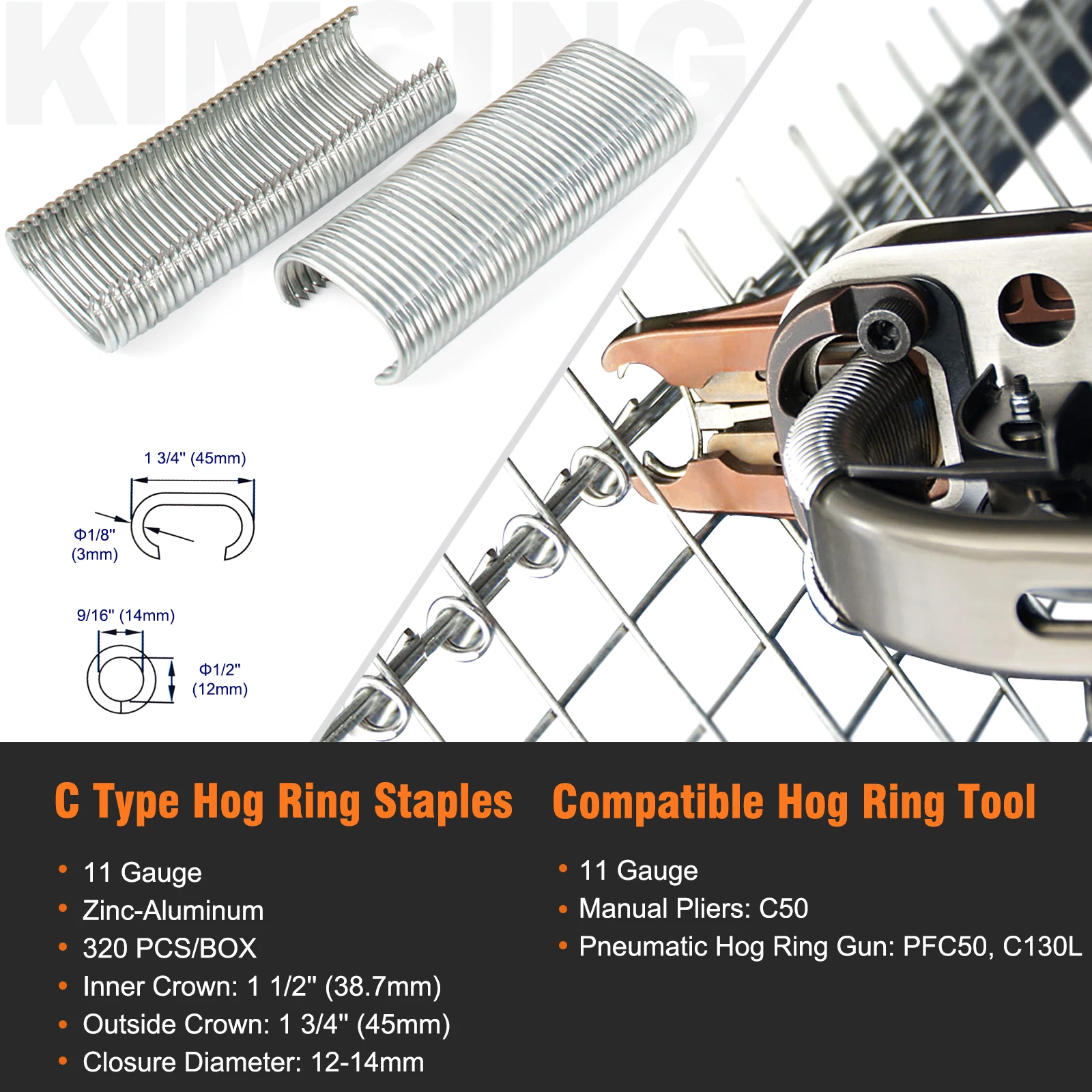 KIMSING C50 11 Калибр кольцо для свиней скобы из оцинкованной стали или нержавеющей