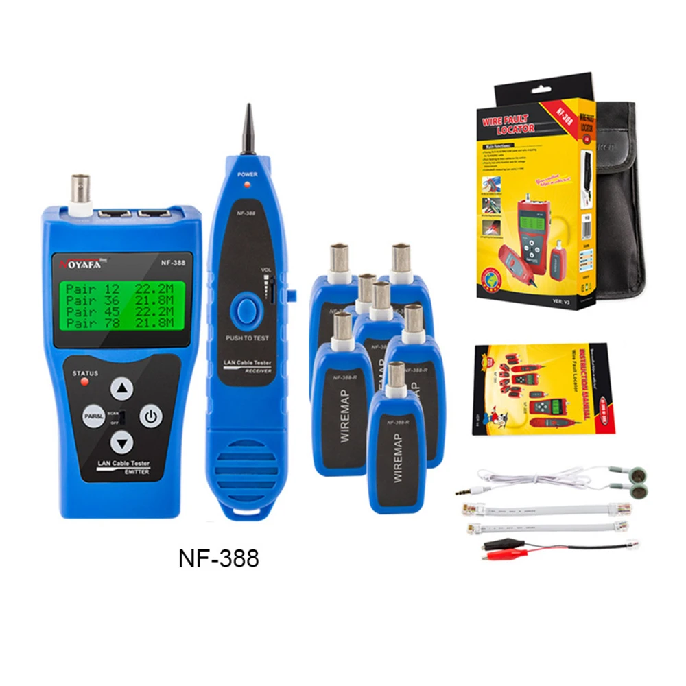 NOYAFA NF-388 Multipurpose Network LAN Phone Cable Tester 8 far-end Test jacks, hunt 5E, 6E Wire Tracker Measure Cable Length images - 6