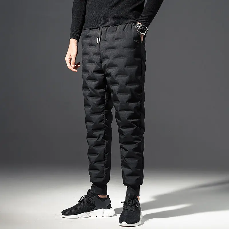 

WinterMen Down Pant Warm White Down Windproof Sport Long Pants Korean Design Casual Loose Plus Size Jogger Pants