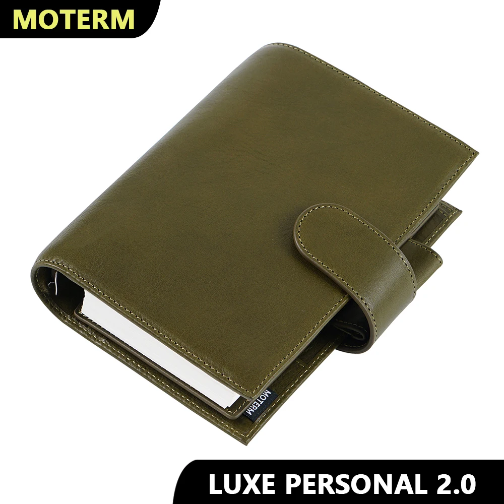 

Moterm, блокнот-планировщик с полным покрытием, кожаный цвет, цвет коричневый, индивидуальный Размер Люкс 2,0, кольца с 30 мм кольцами, ежедневник