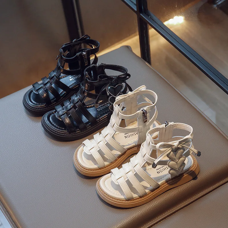 

Girls Roman Sandals 2023 Summer New Children Little Girls Princess Shoes Soft Soles Non-slip Designer Sandals for Kids Wholesale
