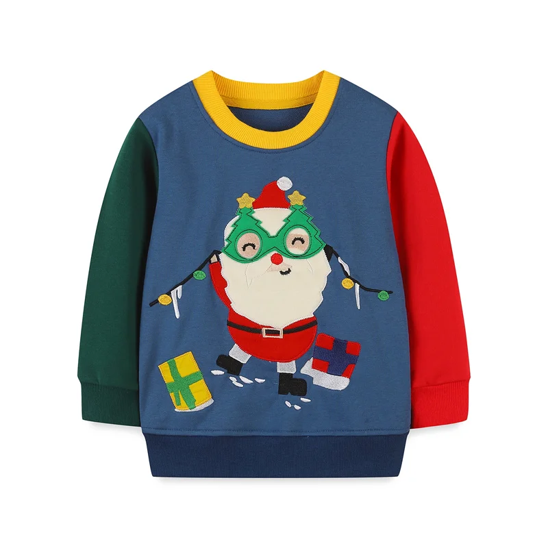 

Jumping Meters 2-7T 2023 Christmas Sweatshirts Santa Claus Autumn Winter Children's Clothing Long Sleeve Baby Hooded Kids Top