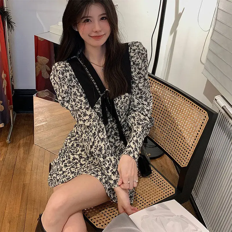 Мини-платье женское с цветочным принтом элегантное праздничное мягкое весеннее