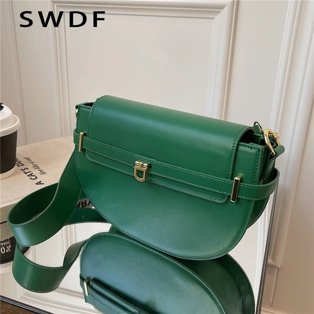 

Винтажные дизайнерские сумки SWDF на широком ремешке, маленькие сумки на плечо для женщин, роскошные брендовые дамские сумочки через плечо с ...