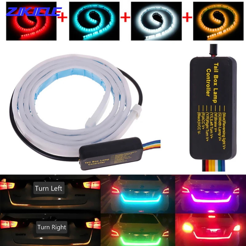 

120 см 12 В Автомобильный задний багажник задний фонарь Красочный динамический сигнал заднего хода Светодиодная лента Авто дополнительный то...