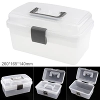 10 inch transparent white pp plastic double layer storage tool box with 260mm length and 165mm width for hardware accessories