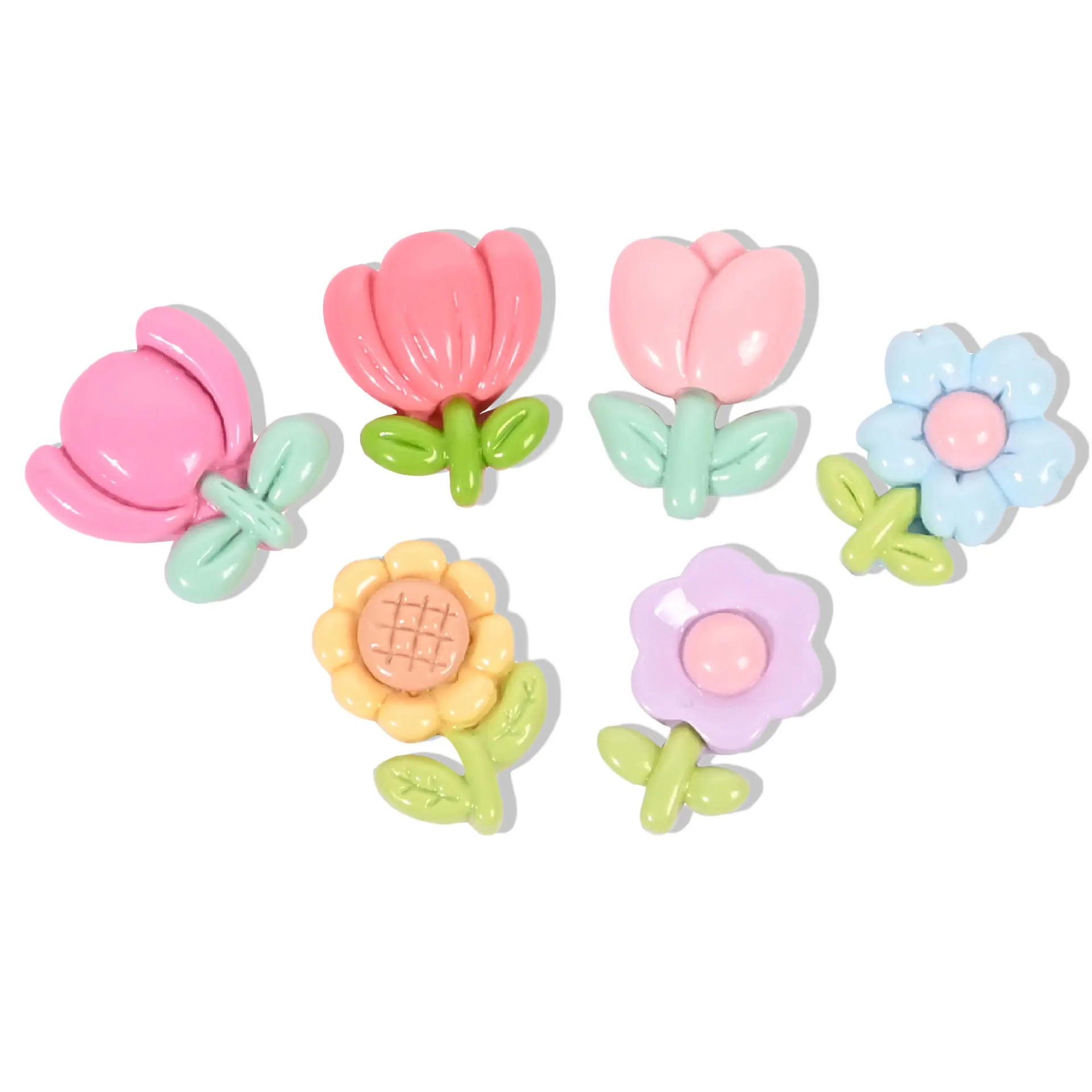 

10pcs Tulips Flower Flat Back Resin Cabochons Sunflower Patches for DIY Jewelry Hairclip Headwear Phone Shell Patch Findings