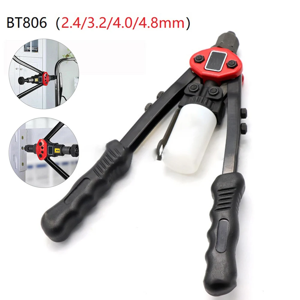 

Rivet Gun Tool Two-Handed Operation Rivets Gun Equipping With 4 Interchangeable Heads 4 In 1 Manual Riveter Set Riveting Rivnut