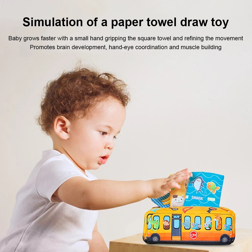 

Baby Tissues Box Toy Early Educational Training Crinkle Toddlers Toys Interactive Developmental Preschool Supplies
