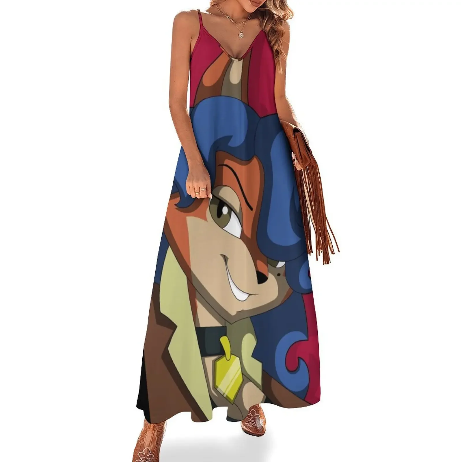 Женское платье из полиэстера с принтом лисы