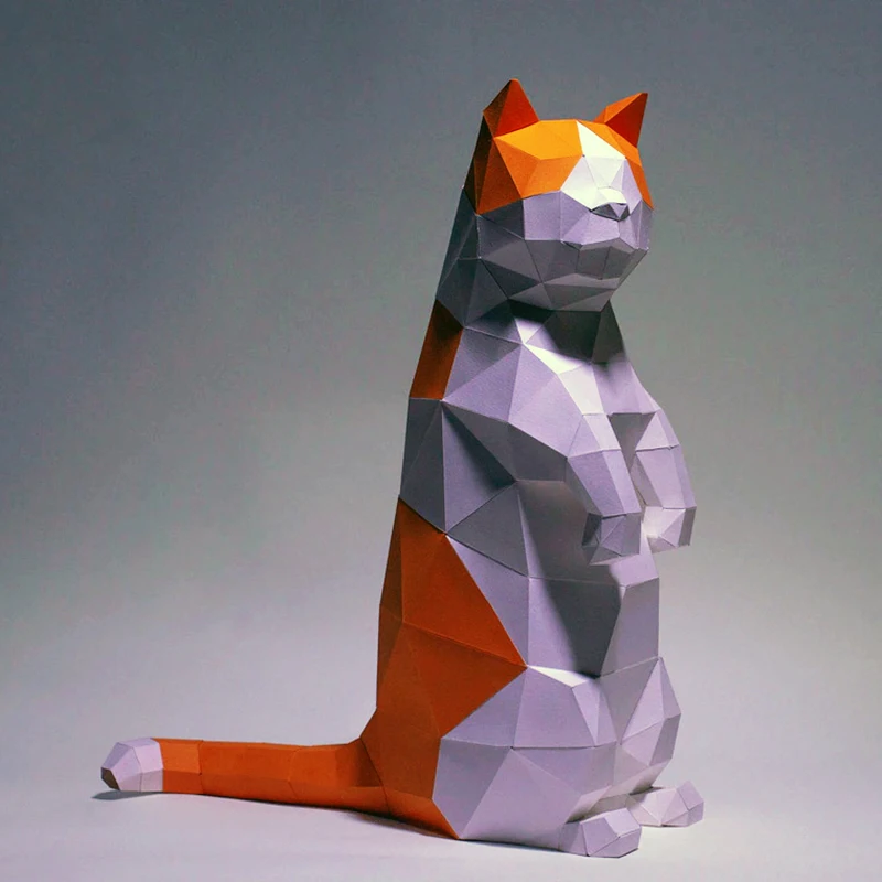 Кошка животное котенок бумажная модель Papercraft 3D домашний декор украшение для