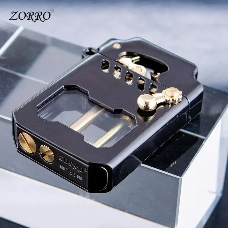 Фото 2026 Zorro топливная зажигалка, новая креативная металлическая ветрозащитная зажигалка, прозрачная супер большая емкость, высококачественный мужской подарок №5