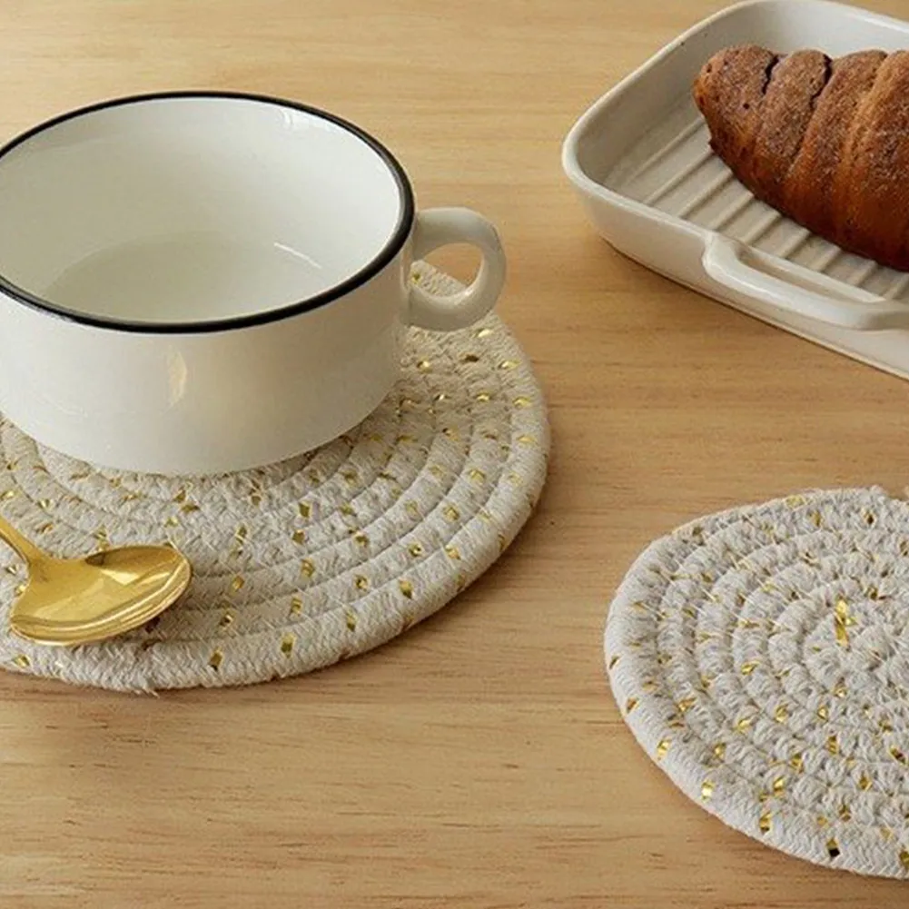 

1PC Cotton Coasters Home Insulation Pad Placemats Kitchen Decoration Home Creative Cotton Braid Coaster Non-slip Cup Mat