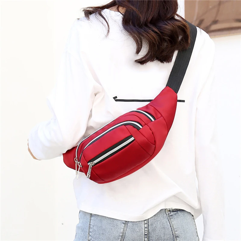 Fashion Men Women Waist Bag Casual Purse Large Phone Belt Bag Pouch Canvas Travel Phone Bag Outdoor Sports Bag