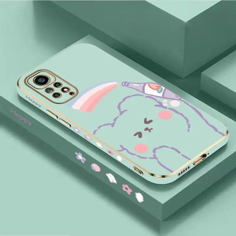 Rainbow Bear Luxury Plating Phone Case For Xiaomi Redmi Note 11 Pro Plus 12Pro Plus 11 11S 10 Pro 12 9S 8 Pro Cover