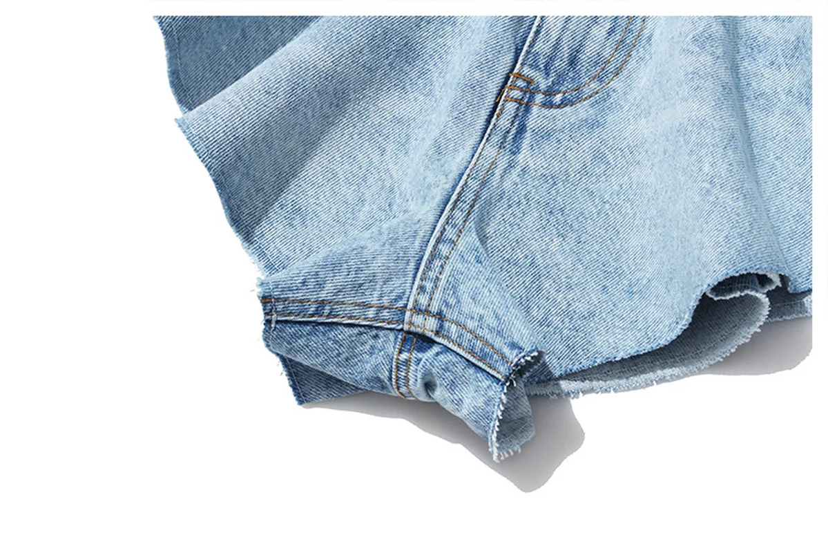 Sexy Ruffle Denim Shorts Washed Pockets Zippers Shorts High Waist Female Bottoms Y2k 2023 New Spring Summer Fashion Blue Shorts