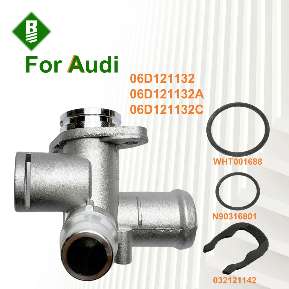 

06D121132 06D121132A 06D121132C Aluminum Coolant Water Pipe Connector for Audi A4 S4 A6 S6 ExeoST