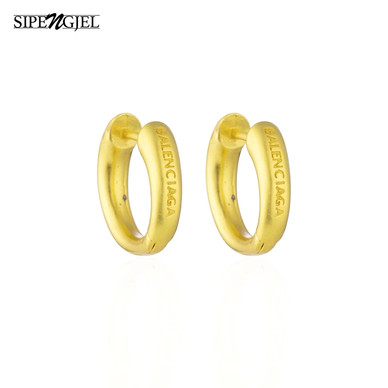 

SIPENGJEL Pair Retro And Old Earrrings Plain Ring Ear Buckle Earrings High Quality Gold silver Color Earrings For Women Jewelry
