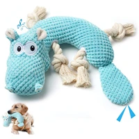 

Pet Velvet Sounding Toy Dog Toy Pet Plush Toy Chewing Squeaky Toys Plush Hippo Shape Cotton Rope Knot for Puppy and Medium Dogs