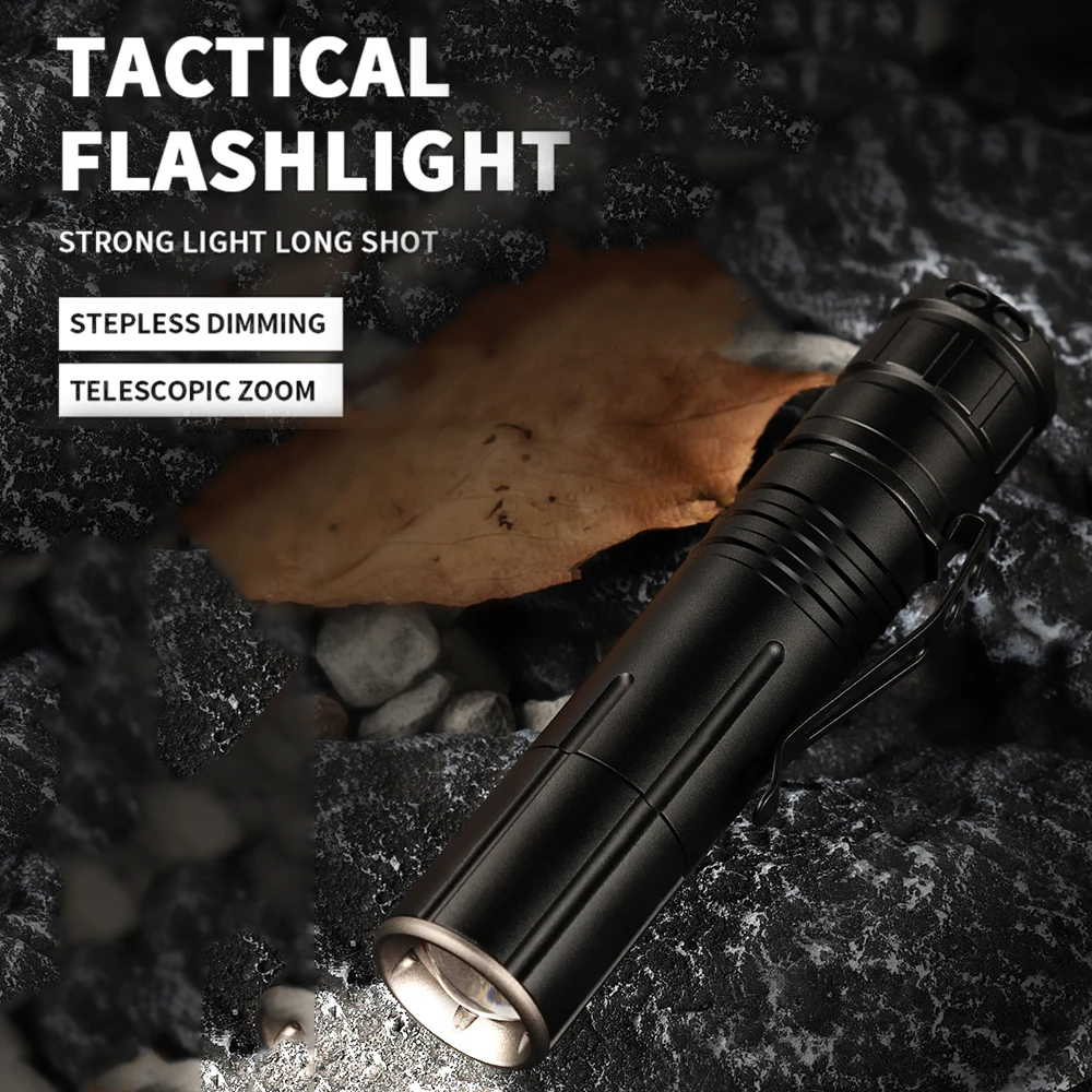 

Xhp50 Zoom Type-c Rechargeable Compact And Lightweight Pen Clip Strong Light Tactical Flashlight