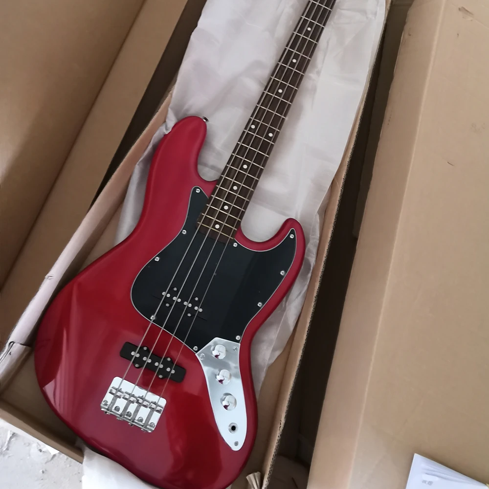 

4 Strings Red Electric Bass Guitar with Rosewood Fretboard Customizable
