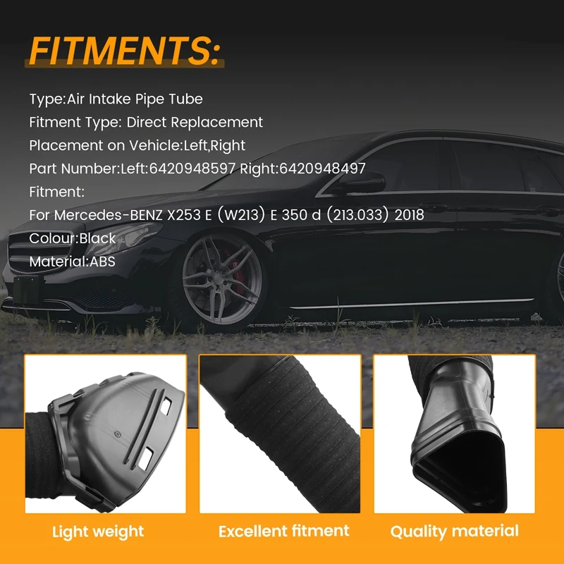 Автомобильная левая и правая воздухозаборная трубка для Benz W213 E350d X253 6420948497 6420948597