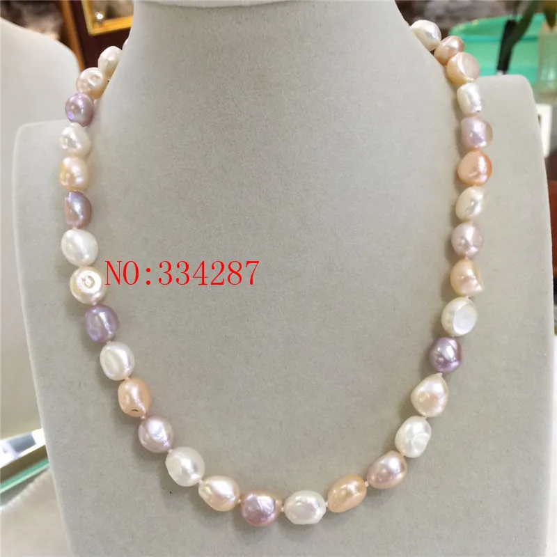 

NEW 18" 10-11mm natural White Pink Purple lavender baroque freshwater pearl necklace