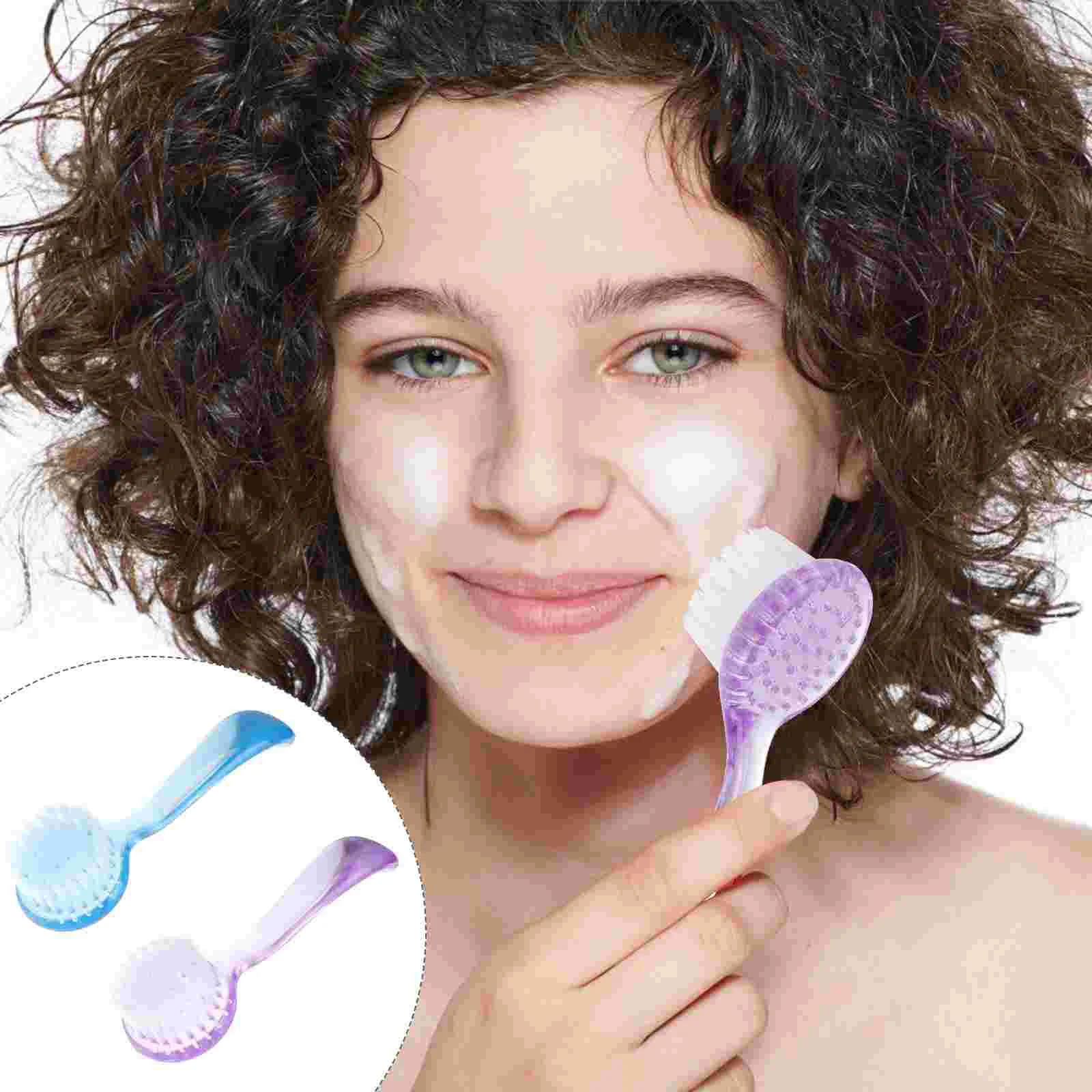 

Brush Face Facial Cleansing Brushes Exfoliating Scrub Manual Wash Skin Soft Handle Care Cleaning Massaging Cleanser