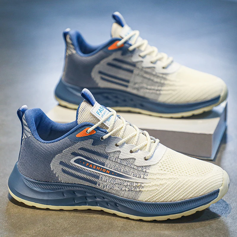 Men Shoes Lace-Up Men Sneakers Breathable Casual Sports Shoes Man Outdoor Running Shoes Fashion No Slip Mesh Sneaker Male