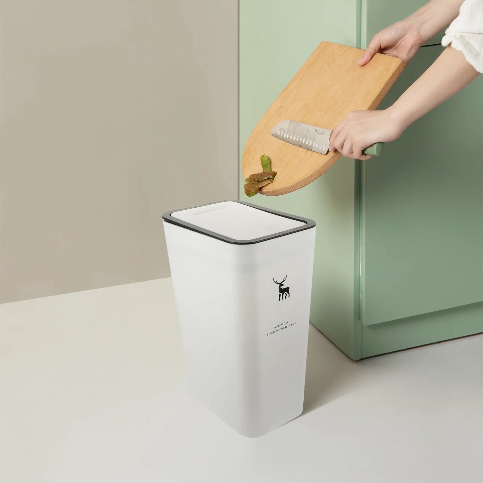 

Slim Trash Can with Press Top Lid Bathroom Garbage Can Waste Bin Slim Trash Bin for Toilet