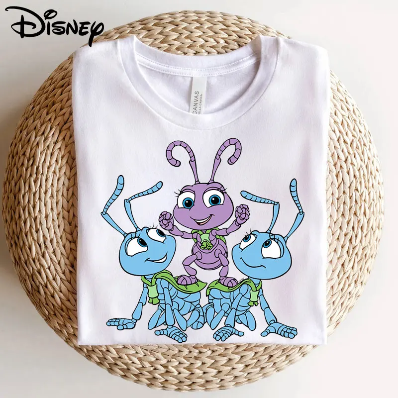 

2022 Disney A Bug's Life 100% Cotton Printed Women's Fashion Short-Sleeved T-shirt Summer Casual Breathable Female Clothes