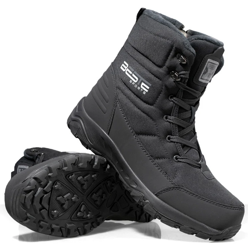 

2023 Winter Men Snow Boots Sports Outdoor Non-slip Warm Plush Cotton Boots Man Casual Lace Up Waterproof Ski Boots