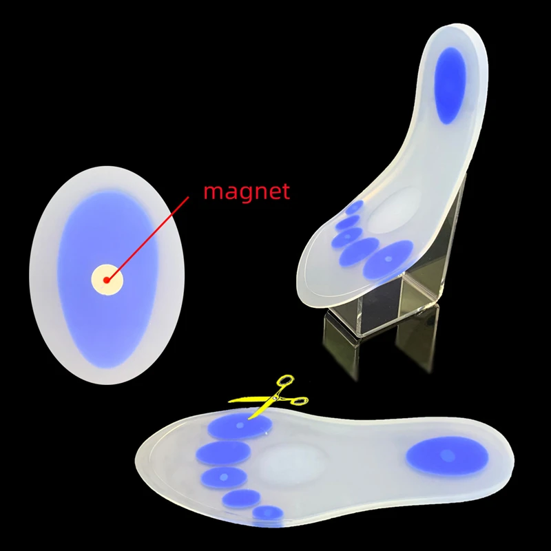 EVA Soft Shoes Pad Silicone Gel Insole Heel Lifting Insert Shoe Foot Care Protector Elastic Cushion Arch Support Magnetic Insole