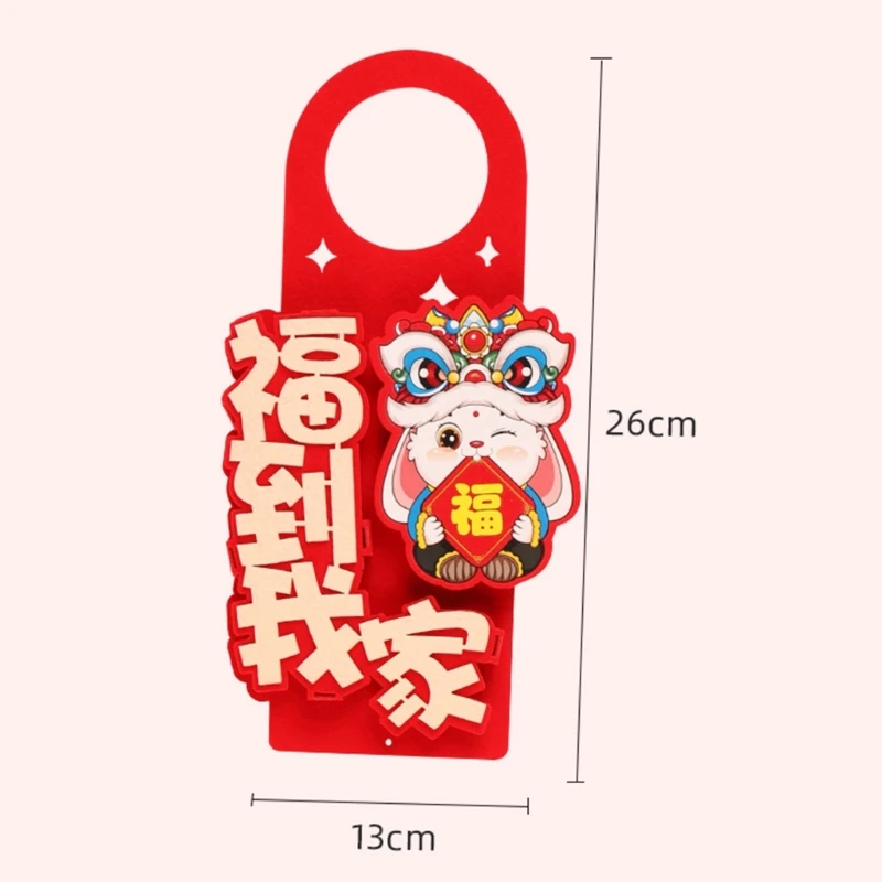 Chinese Spring Festival Door Handle Decoration Red Flocking Door Pendants Plant Potted Hanging Ornament New Year Home images - 6
