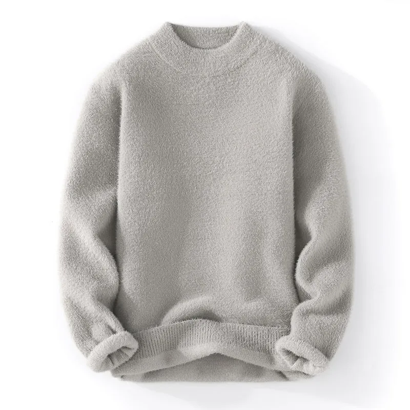 

Men Soild Color Sweater Autumn Winter Soft Warm Jersey Jumper Hombre Pull Homme Pullover Male Mink Velvet O-Neck Knitted Sweater
