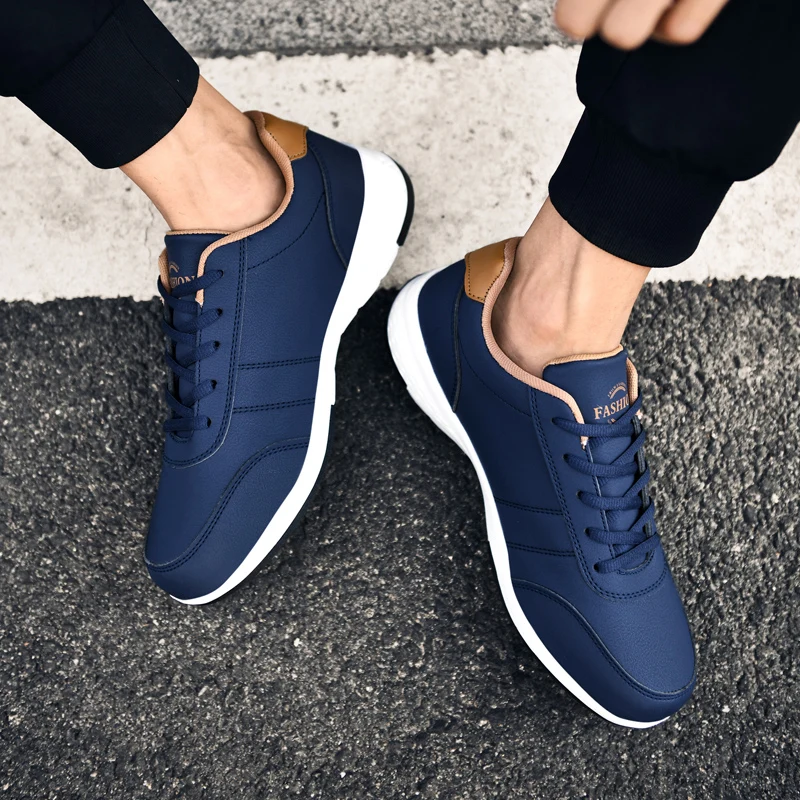 Brand Leather Men Shoes Sneakers Trend Casual Shoes Italian Breathable Leisure Male Sneakers Non-slip Footwear Men Running Shoes