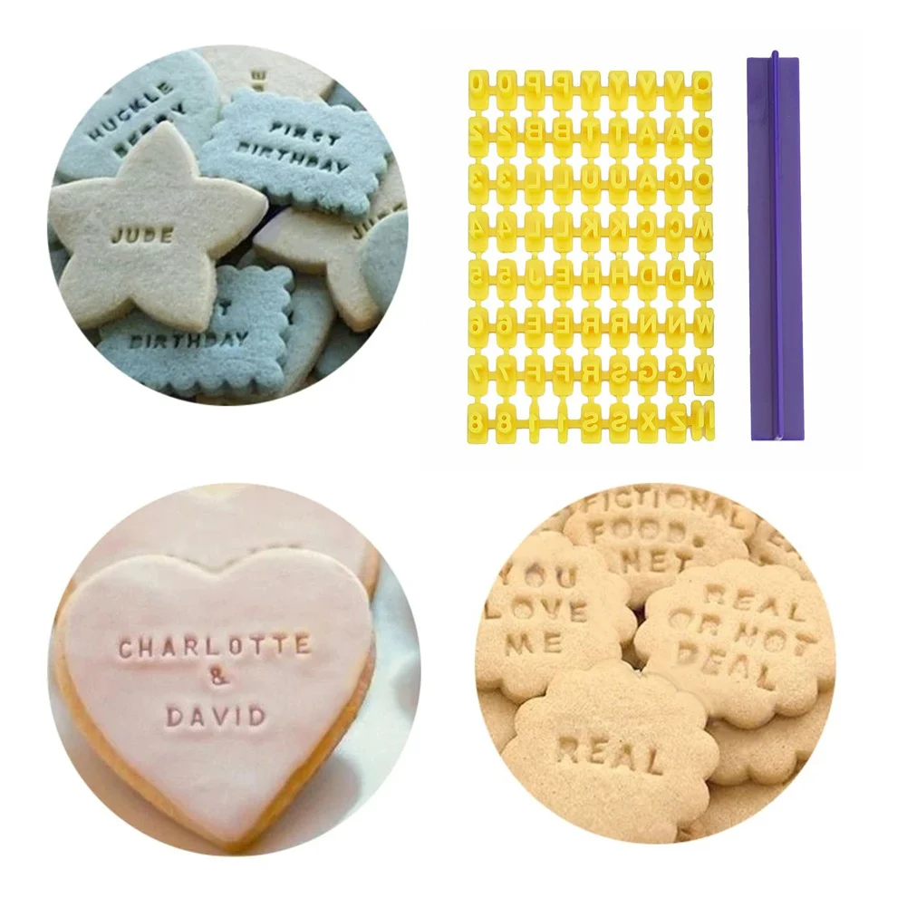 

Biscuits Baking Printing Alphabet Mold Cookies Cutter Word Press Stamp Baking Mold Cake Curling Embossing Mold Cookie DIY Tools