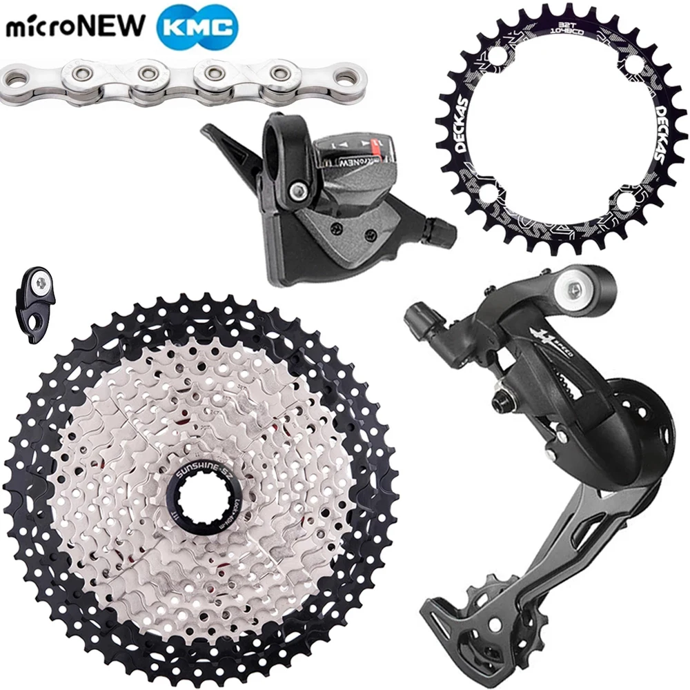 

microNEW 11 speed MTB Groupset 1X11S Shifter Lever Rear Derailleur＆KMC X11 Chain＆104BCD Chainring＆11S40T42T46T50T52T HG Cassette