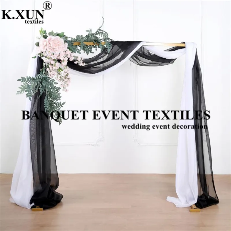 

White Black Out Door Wedding Arch Backdrop Curtain Organza Panel Drapery Stage Background Photo Booth Event Party Decoration