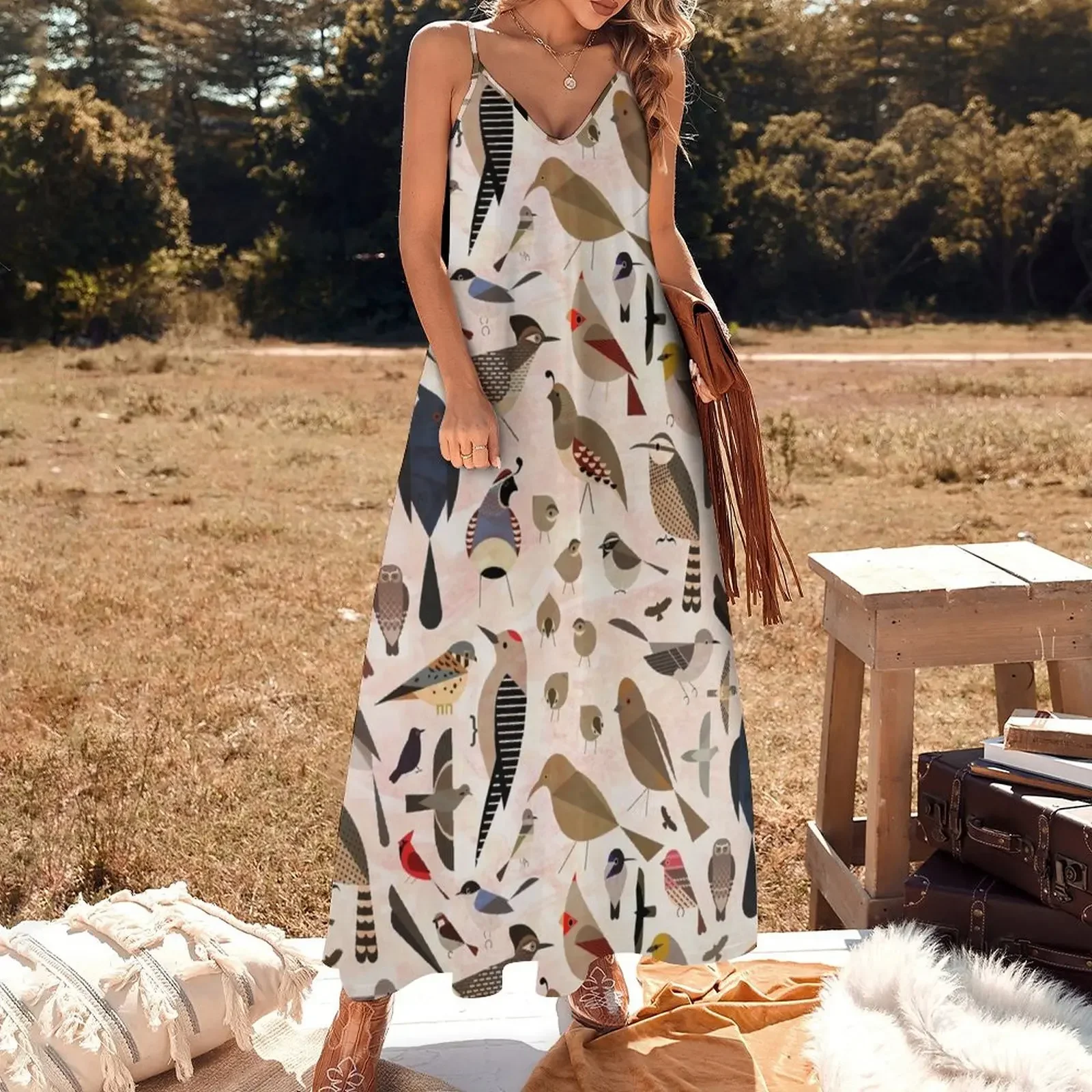 Платье без рукавов с птицами Sonoran женское элегантное свадебное платье